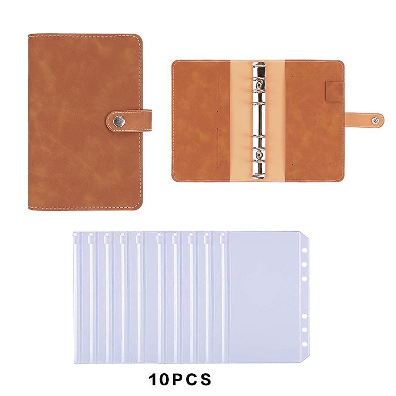 A6 PU Leather 6-Hole Planner with Cash Envelope and Notebook Inserts