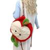 Cute Cartoon Apple Plush Backpack & Crossbody Bag – Large Capacity Schoolbag