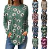 Women's  Loose Casual Flower Printed Round Neck Long Sleeved T Shirt Top Pullover Long Sleeved Sweatshirt