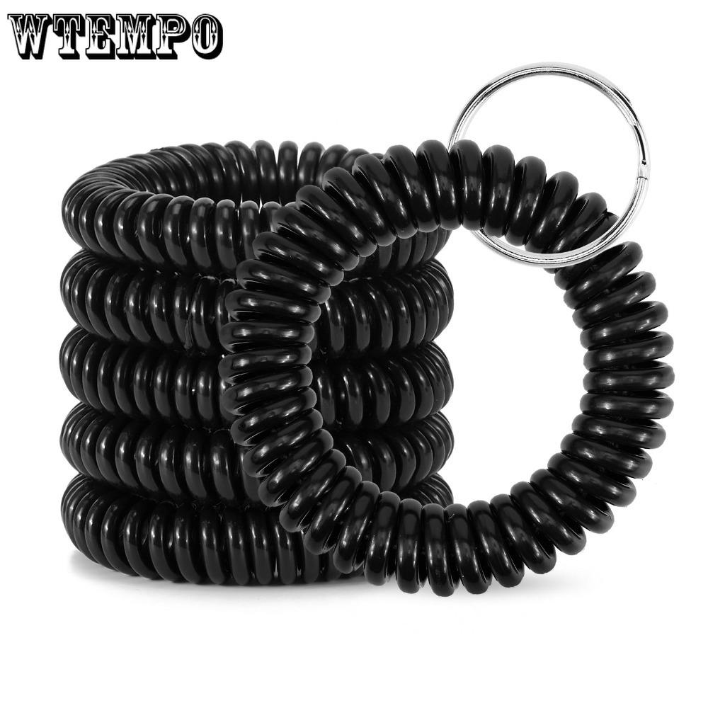 30pcs Wristlet Keychain Spring Spiral Wrist Coil Key Chain Badge Holders Wristband Key Ring Colorful Spiral Coil Hair Tie Sauna Accessaries Wrist Coil