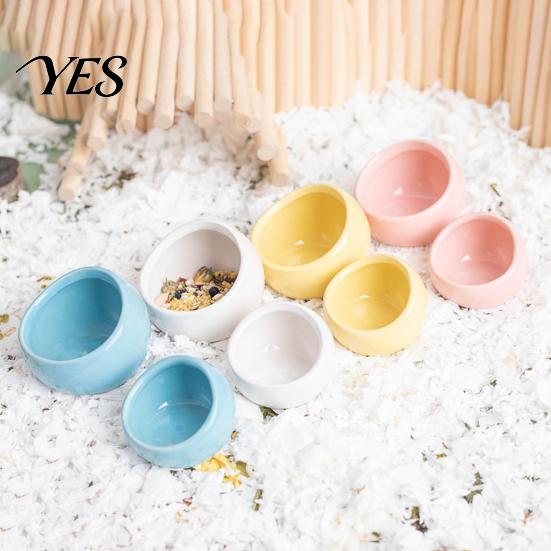 Durable Hamster Dish Ceramic Food Bowl, Small Animals Feeding Drinking Non-tip Pet Bowl for Dwarf Gerbil Rat Mice Guinea Pig Golden