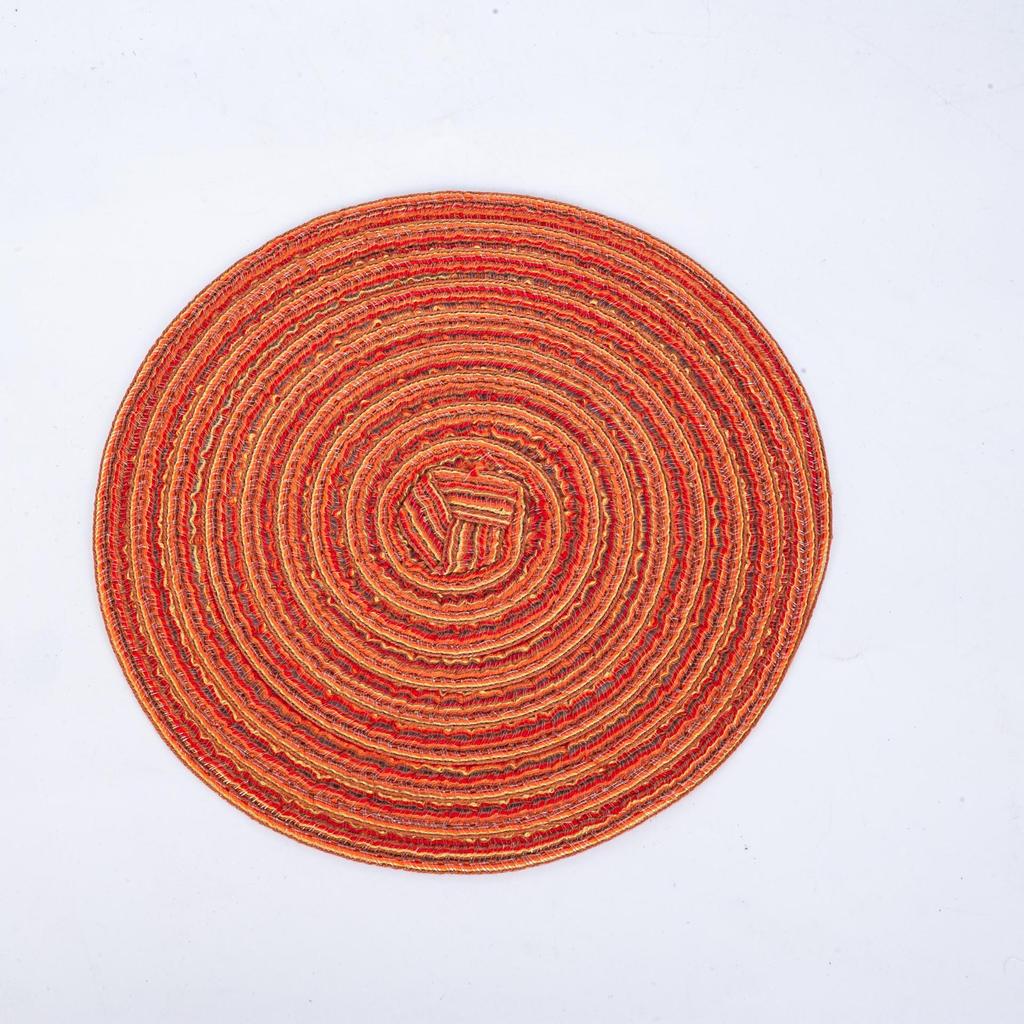 Japanese-Style Cross-Stitch Round Coaster, 11cm - Decorative Anti-Scald Heat Pad
