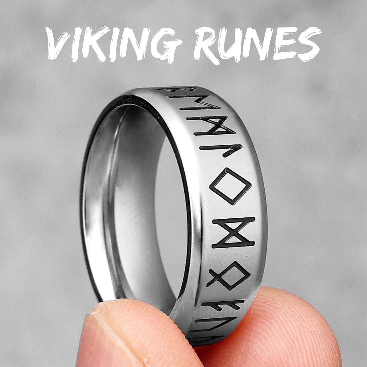 

Vintage Nordic Viking Runes Celtic Knot Stainless Steel Ring Punk Biker Jewelry Gift for Women Men 12