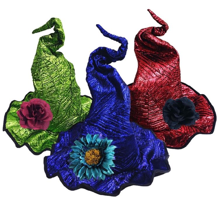 Cappello da Strega da Donna con Fiore da Polso per un Cosplay Comodo ed Elegante per la Celebrazione di Halloween e lo Spettacolo Teatrale
