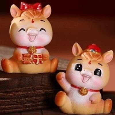 Resin 2026 Horse Year Figurines Year of The Horse Chinese Miniature Horse Figures Lifelike Decorative Zodiac Horse Mascot