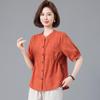 Langsha Women's Loose Cotton Short Sleeve Shirt