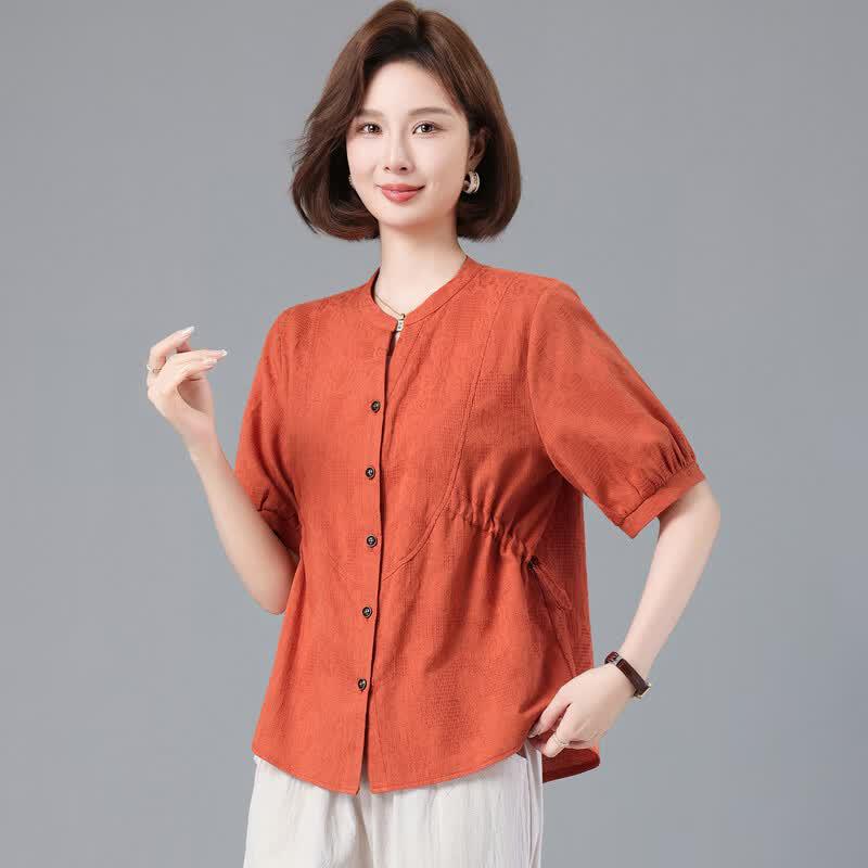 Langsha Women's Loose Cotton Short Sleeve Shirt