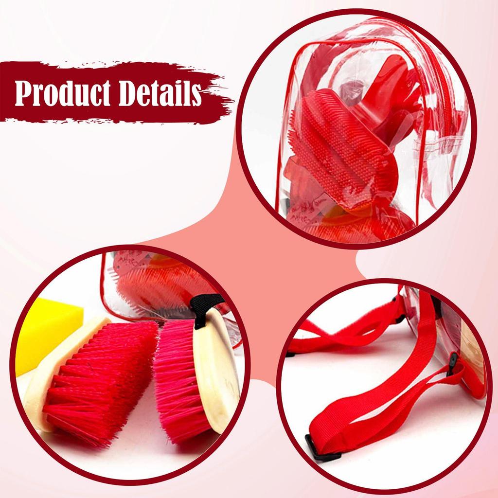 11Pcs Horse Grooming Kit,Horse Tack Brush Set Sweat Scrape Cleaning Tools Horses Care Supplies for
