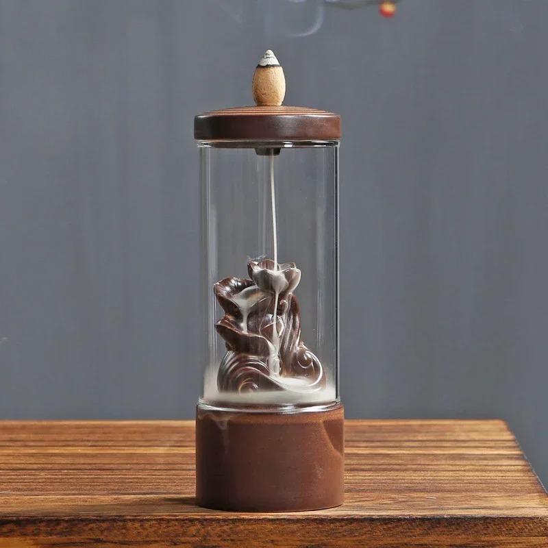 

Ветрозащитная подставка для благовоний с обратным потоком, сделай сам, украшения для дома, счастливые талисманы, мини-ландшафт (Без благовоний)