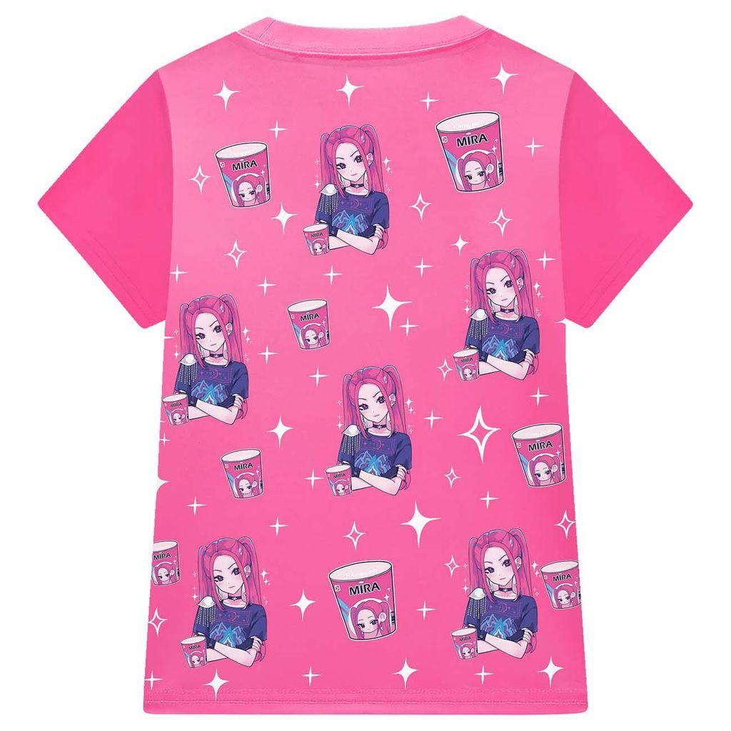 Kinder Mädchen Anime Cartoon POP Sängerin Rumi Zoey Mira Bedruckt Lässig Kurzarm T-Shirt Shorts Hosen Pyjama Nachtwäsche Sets