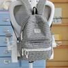 Cute Striped Backpack with Lace Trim, Lightweight School Bag for Women and Teens