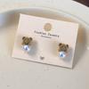 Coffee Flocking Bear Earrings Comfortable Ear Studs Student Fashion Accessories for Daily Commute or Social Event