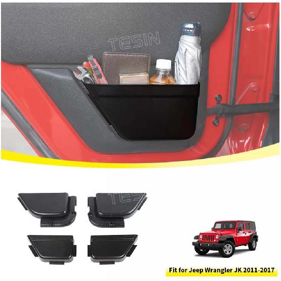 Car Front Rear Door Mesh Pockets Storage Box Organizer Tray for Jeep Wrangler JK 2011-2017 Stowing Tidying Interior Accessories
