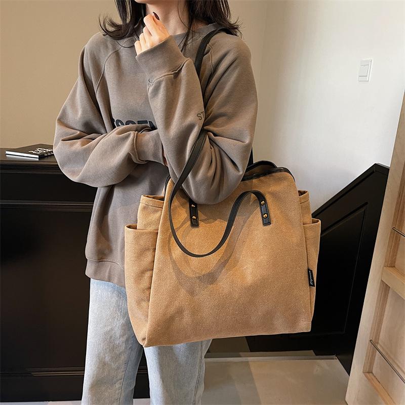Mode und Freizeit Canvas-Tasche mit großem Fassungsvermögen Damen neue Shopping-Schultertasche Pendler-Tragetasche