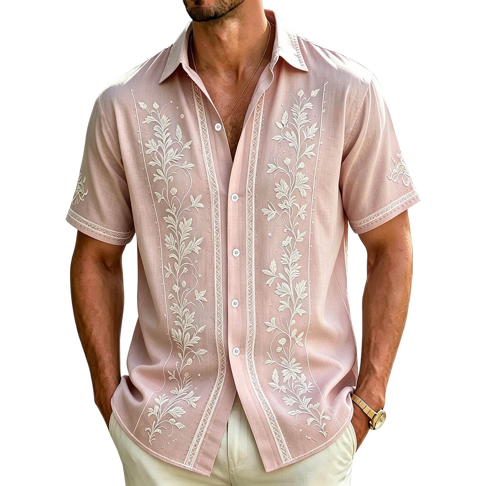 Men s Casual Short-Sleeve Collared Shirt For Spring/Summer XXL