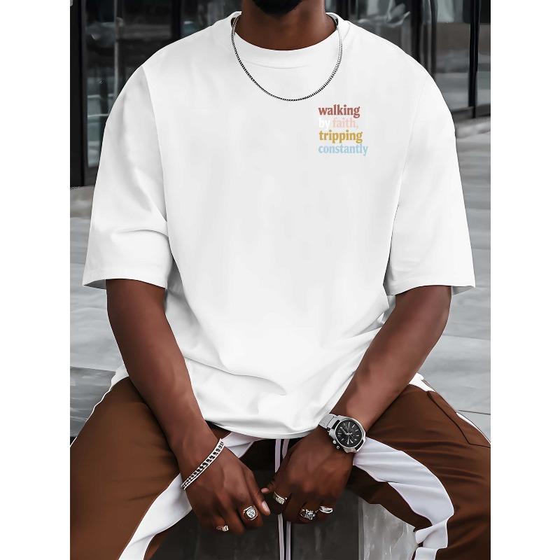 European Size Graphic Summer Outdoor Men's Short-sleeved T-shirt for Summer Fashion Trendy Top Printed Men's Base Shirt Spring and Summer Round Neck