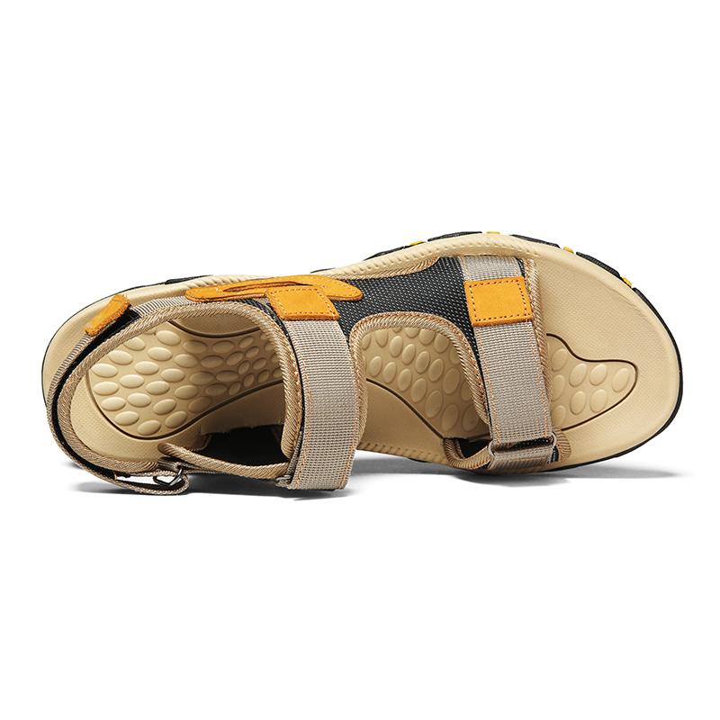 Mode Goldener Setzling Sommer Strandschuhe Atmungsaktive Herrensandalen Retro Lässige Flats Freizeit Sandale für Herren Leichter Outdoor-Schuh