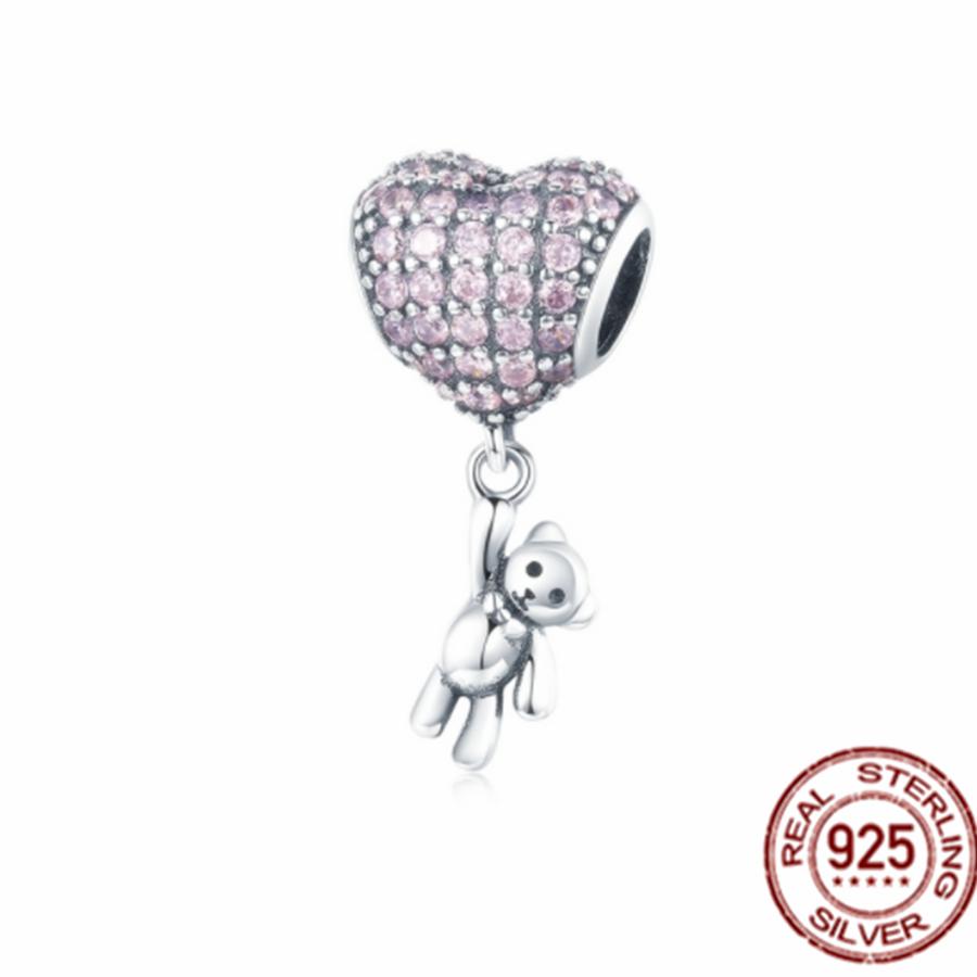 925 Sterling Silver Sparkling Butterfly &Balloon Bear Charm Beads Fit Sweet Fasion Bracelet Bangle Diy Women Jewelry Making