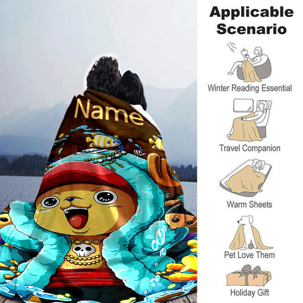 Customiz Name Personality One Piece Chopper Blanket Soft &Warm Sofa Office Bed Travel Lunch Break Blanket, Gift Suitable All Seasons
