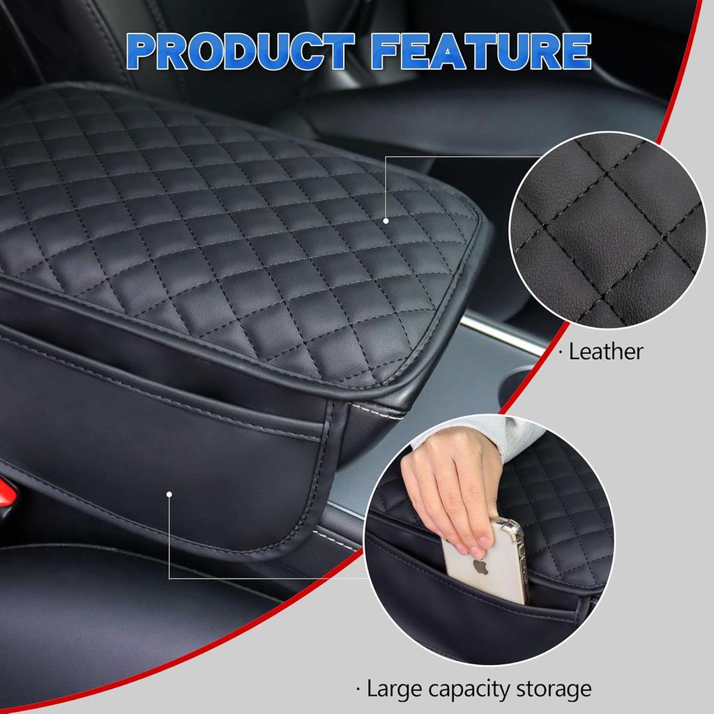 Upgraded Car Middle Center Console Cover With 2 Storage, Universal Microfiber Leather Car Armrest Cover Cushion For For Most Vehicles, Memory Foam