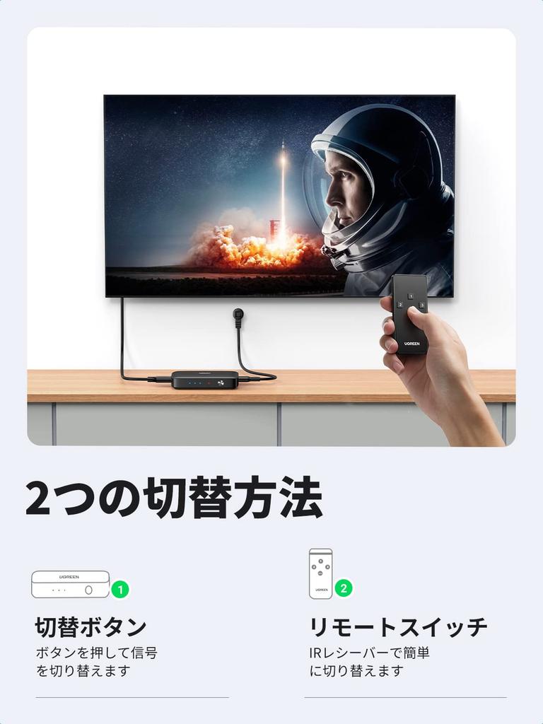 UGREEN HDMI Switcher HDMI Selector 3 Input 1 Output with Remote Control 4K HDR CEC 3D Compatible PS5 PS4 PS3 WiiU Xbox TV Stick Player TV Projector