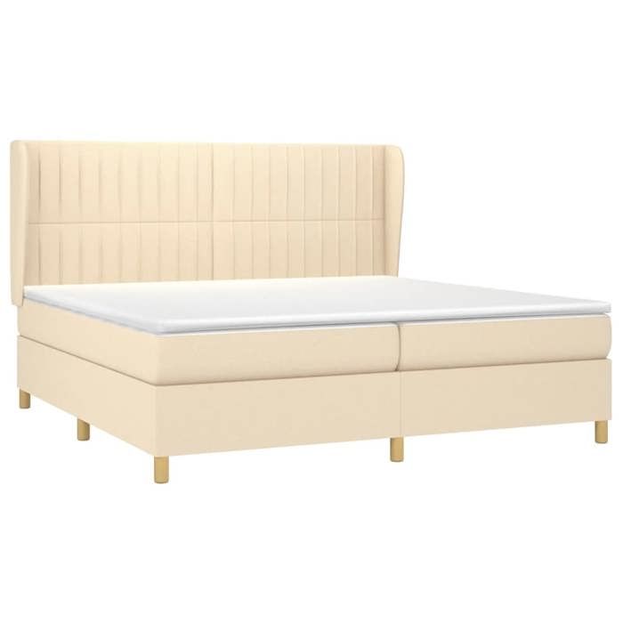 3128714 vidaXL Divan Bed with Mattress Cream 200x200 Cm Fabric