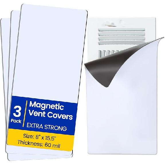 Magnetic Vent Covers, Extra Strong Magnets, 8" X 12" (4 Pack) Ultra Thick 60mil, Complete Seal, Air Vent Covers for Home Floor, Ceiling, Wall
