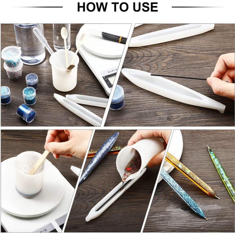 New 3/1PC Transparent Pen Silicone Mould Set DIY Ballpoint Pen Mold Epoxy Resin Molds for Jewelry Casting Pen Holder Making