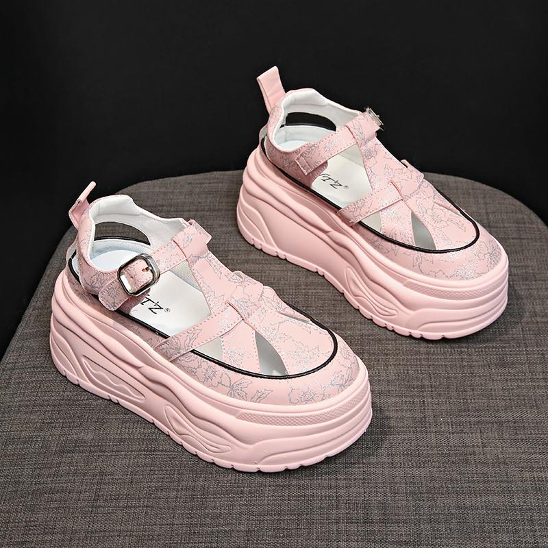 8CM High Quality Women Retro Platform Sandals Summer Open Toe Slippers Sandalias Mujer Ladies Lightweight Open Toe Beach Shoes