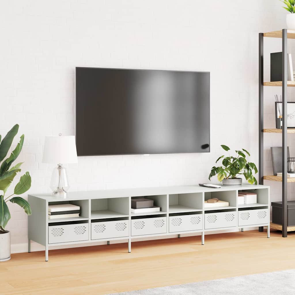 TV Stand White 202x39x43.5 cm Cold Rolled Steel