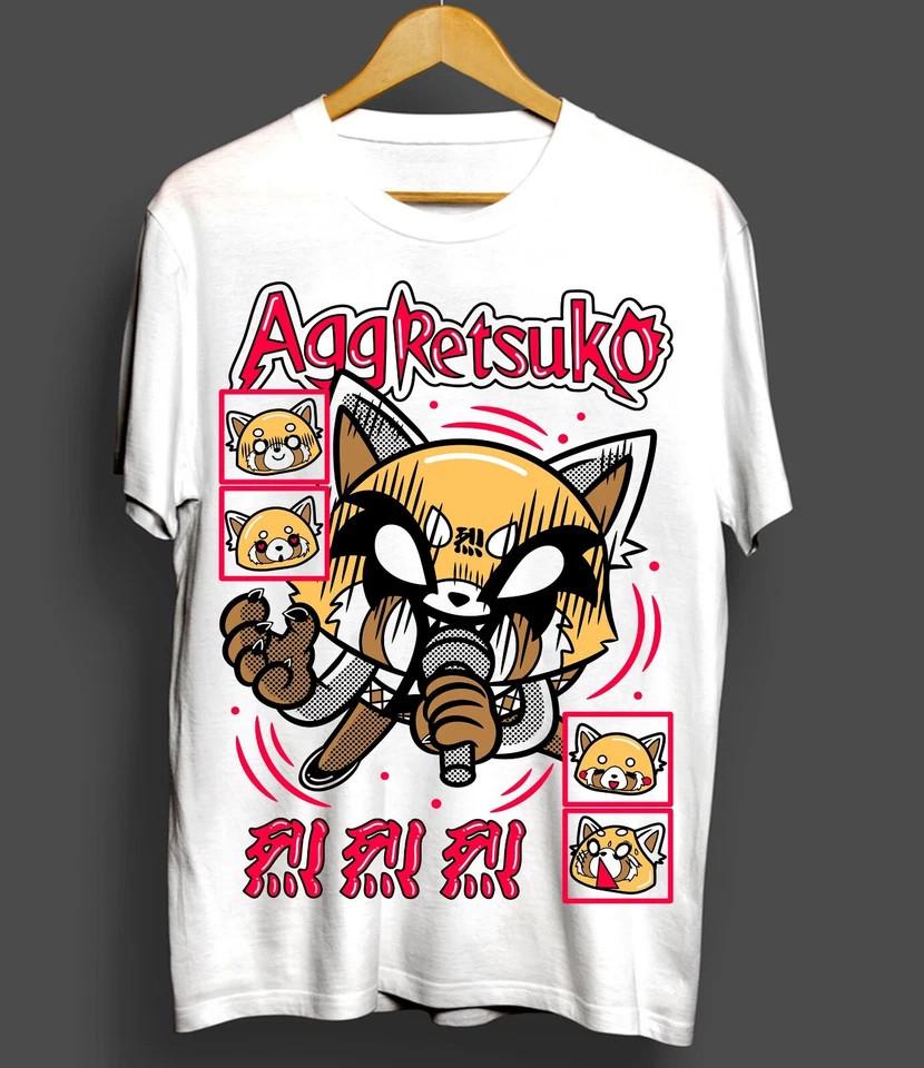 Aggretsuko T-Shirt Aggressive Retsuko Kawaii Waifu Girl Anime Shirt White Unisex T-Shirt M