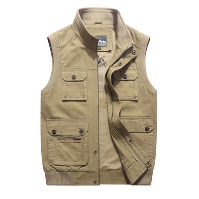 Gilet casual da uomo, multitasche, in cotone, ampio e antifreddo
