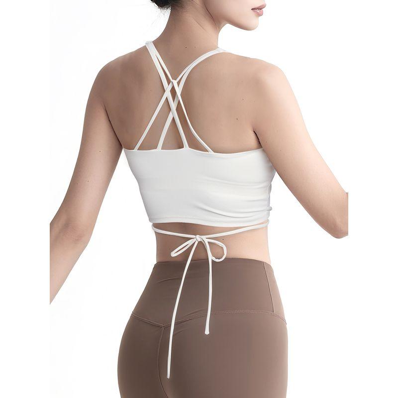 Clearance Non-Exchangeable Non-Returnable] Beauty Back Slim-Fit Lace Up Yoga Vest Running Workout Underwear Outwear Sports Tops Female Summer