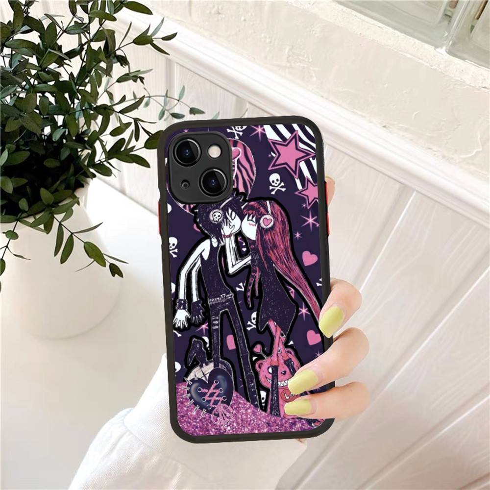 Love Black And Cute Emo Phone Case for iPhone 16 15 14 11 12 13 Pro Max X XS Translucent Matte Cover