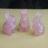Cute Hand Carved Gemstone Crystal Rabbit Bunny Figurine Animal Carving Statue Home Decor 1.5'' (Rose Quartz)
