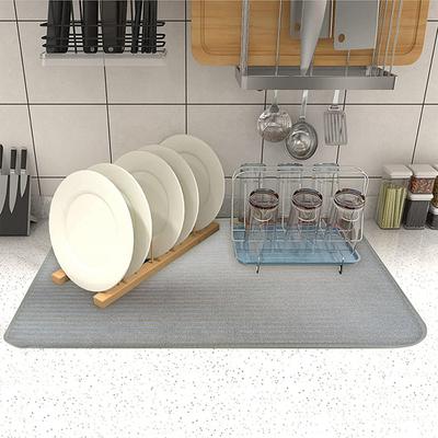 2Pcs Large Dish Drying Mat Ultra-thick Non-slip Super Absorbent Kitchen Counter Dish Drying Pads Dish Drainers