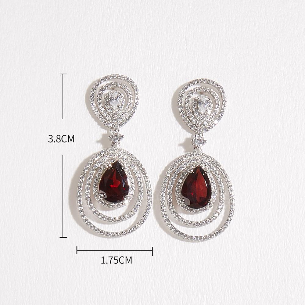 Fine Jewelry Gorgeous Design Sterling Silver 925 Natural Red Garnet Earrings Lady Anniversary Banquet Gift