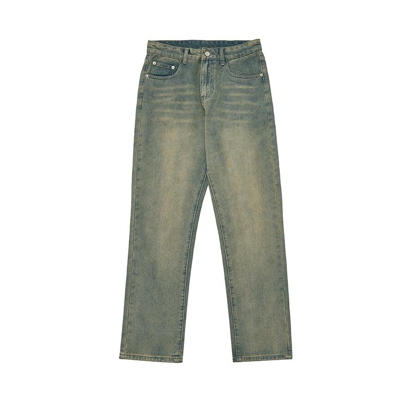 

И американские желтые грязевые джинсы, облегающие модные брендовые джинсы в стиле ретро, ​​повседневные прямые джинсы для женщин L синий