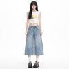 Trendy Summer Vintage Loose Straight Cropped Capri Denim Pants For Women Versatile Slimming AllMatch Basic Denim Bottoms