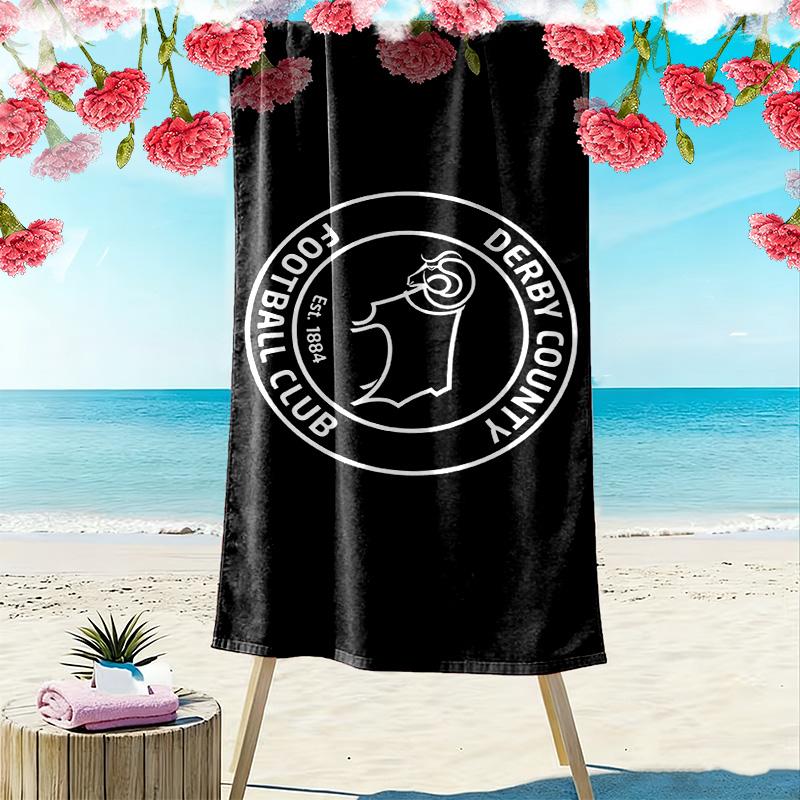 Toalla de Playa Estampada del Derby County F.C., Toalla Grande Suave de Secado Rápido para Playa, Camping, Natación