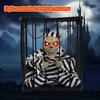 Halloween Scary Screaming Animated Skeleton Cage Prisoner with Light Up Eyes Haunted House Props