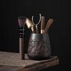High-end Purple Pottery Tea Ceremony Six Gentlemen  Hand Carving Pottery Blackwood Solid  Kung Fu Tea Set Accessorie