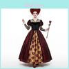 Alice In Wonderland Queen Of Hearts Cosplay Dress For Adults With Red Crown And Fabric Skirt Scene Costume