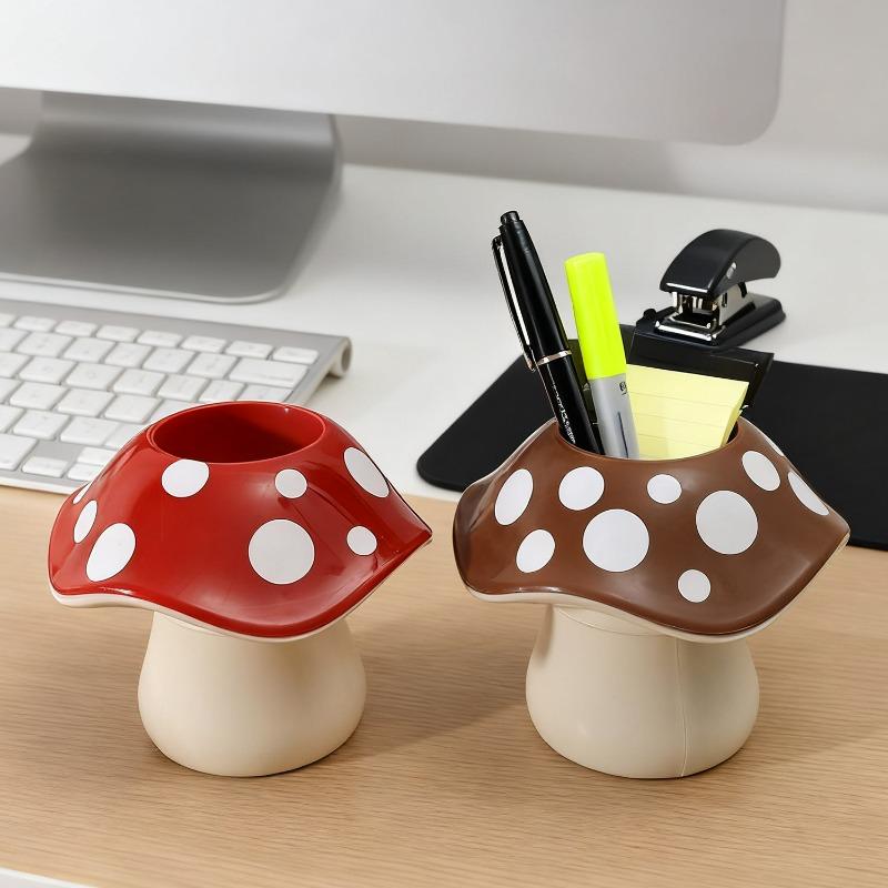 1/2pcs Creative Mushroom Shape Storage Box Cute Plastic Home Bathroom Makeup Brush Bottle Holder Office Desk Pen Organizer