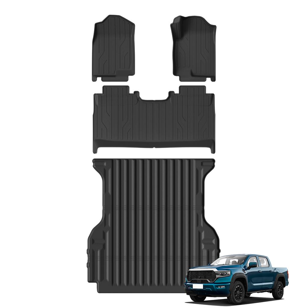 LUCKEASY Right Drive for Foton Tunland V9 2026 2025 Car Floor Mats Truck Bed Mat Liner Trunk Bed Liner 3D TPE Waterproof