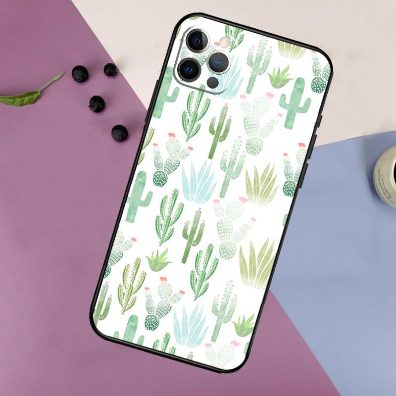 Cactus Pattern Phone Case For iPhone 16 15 14 13 12 11 17 Pro Max 13 Mini 16 Plus 16e 17 Air Bumper Cover
