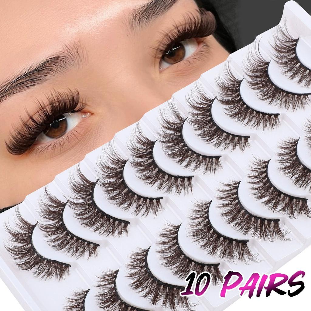 Bulk Pack 10 Pairs for Wispy Volume False Eyelashes Natural Look Faux Mink Cruelty-Free Custom Logo Sets Mix Length