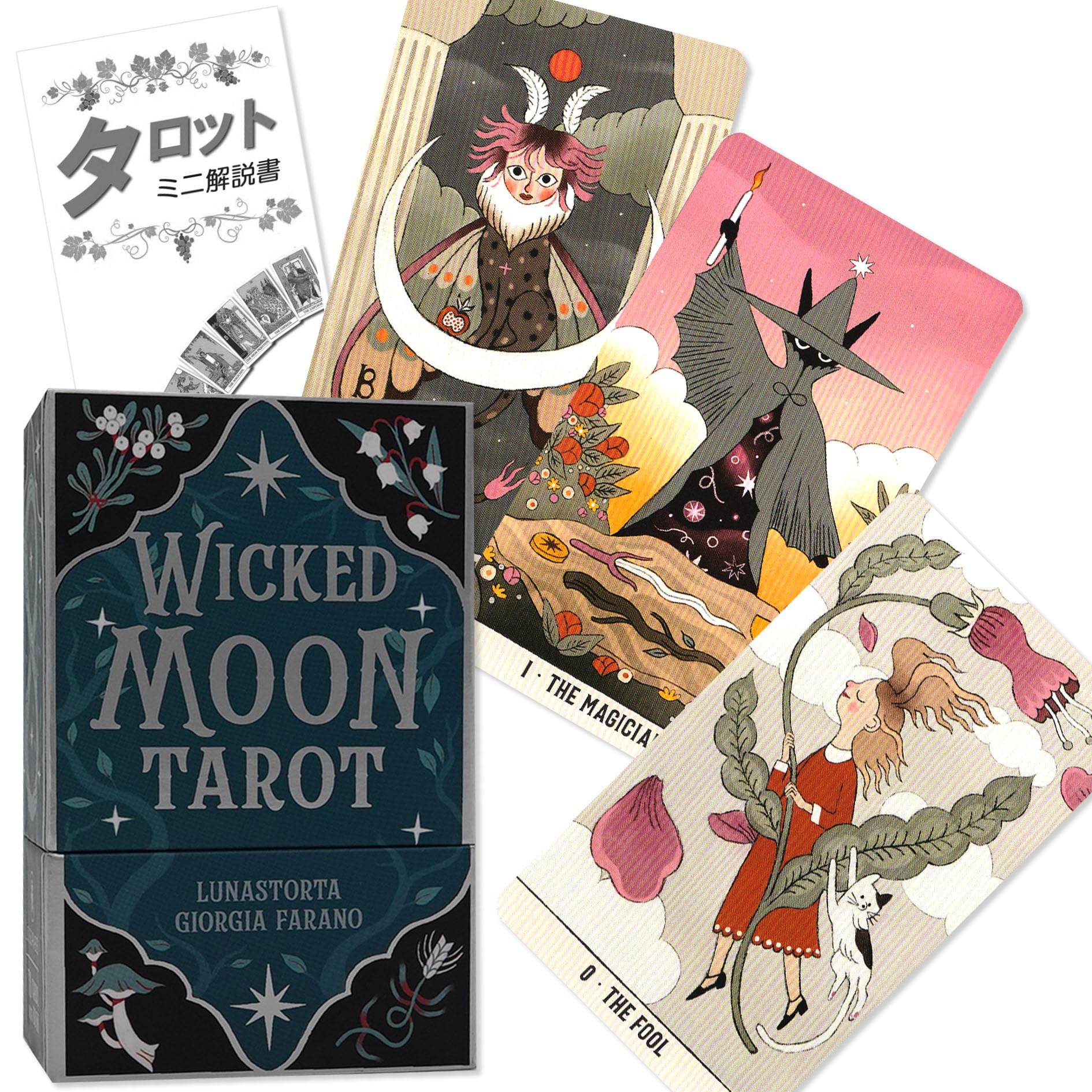Wicked Moon Tarot - Authentic FLATLAND Tarot Deck with Japanese Instructions and 78 Cards.