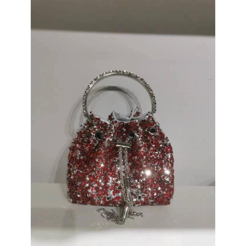 2026 Womens Crystal-Embellished Crossbody Bag Fringe Detail Small Square Shoulder No Top Handle