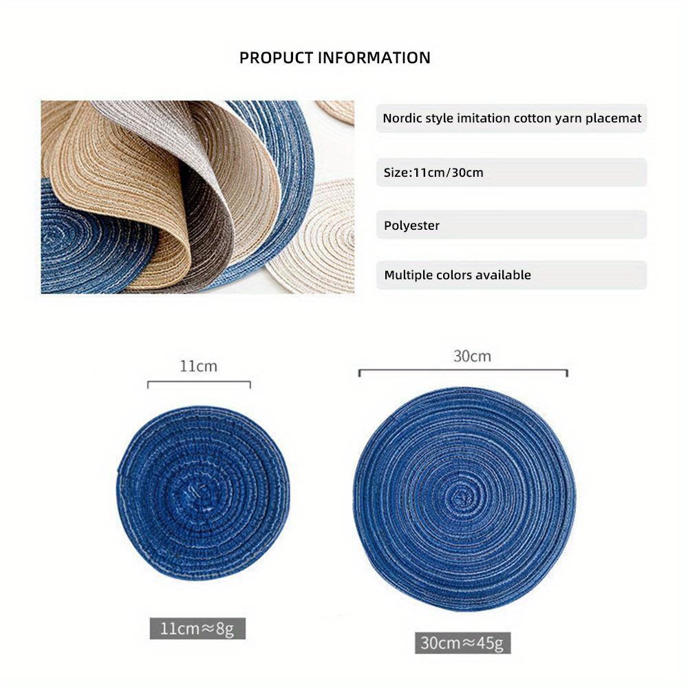 Round Woven Ramie Table Mat Anti-Slip Placemats for Dining Table, Non-Slip Pads for Tableware and Bowls, Kitchen Coasters for Drink Cups